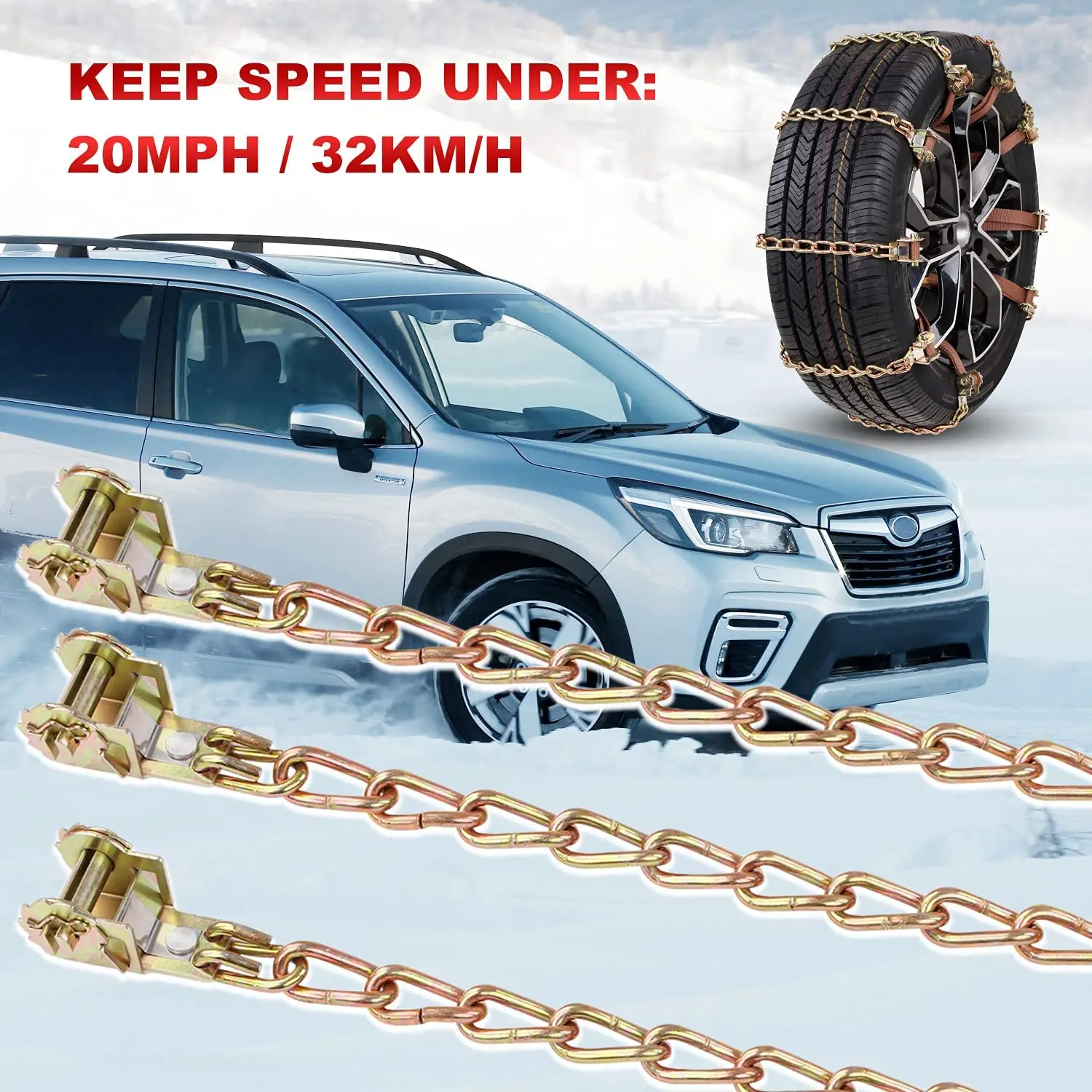 

Tire Snow Chain Anti-Skid Universal Tire Snow Chain Winter Snow Chains For Trucks Suv Offroad Thickened Steel With Wrench