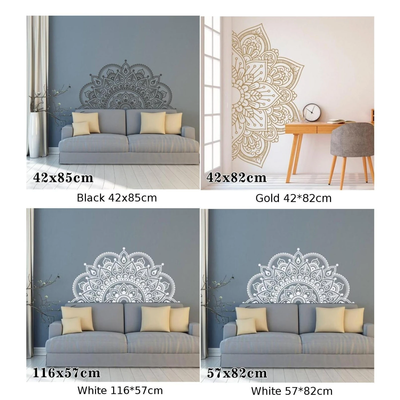 Мандала в половину стены стикер наклейка на стену декор искусство Съемная