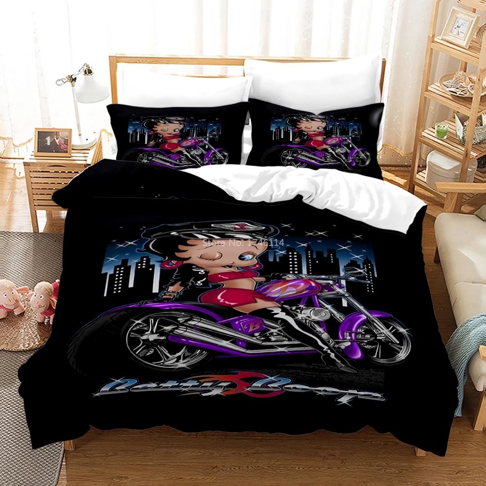 

3D Cartoon Betty Boop Bedding Set Cute Sexy Lady Girl Printed Duvet Cover Set Bed Linens Home Textile Twin Full Queen King Size