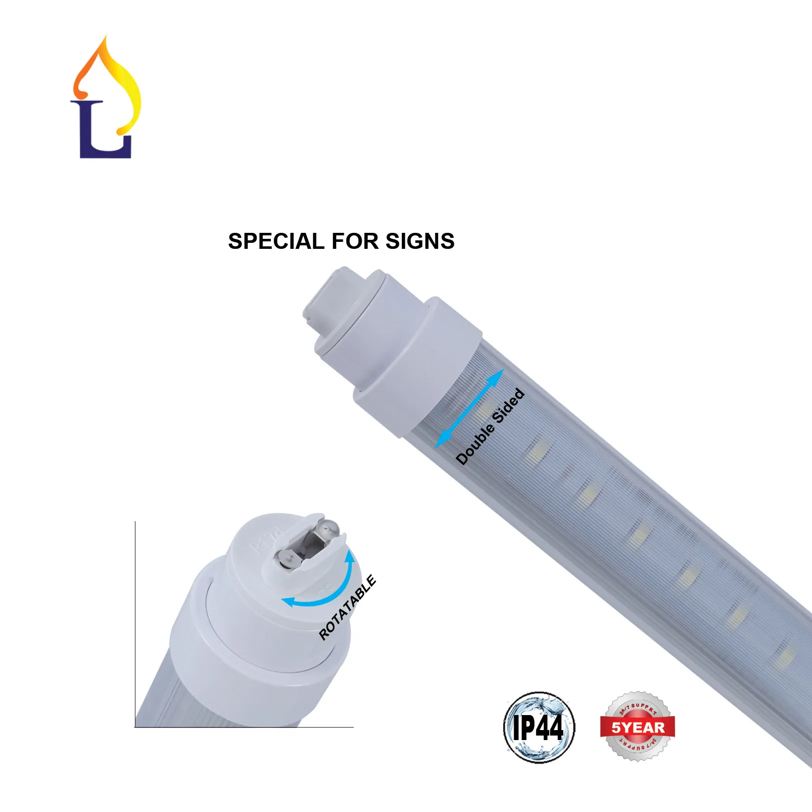 100 Pack T10 Double Sided Tube Light 4FT/5FT/6FT 7FT/8FT/9FT/10FT with Rotatable R17D Base Rows Ballast Bypass High Lumen | Лампы и