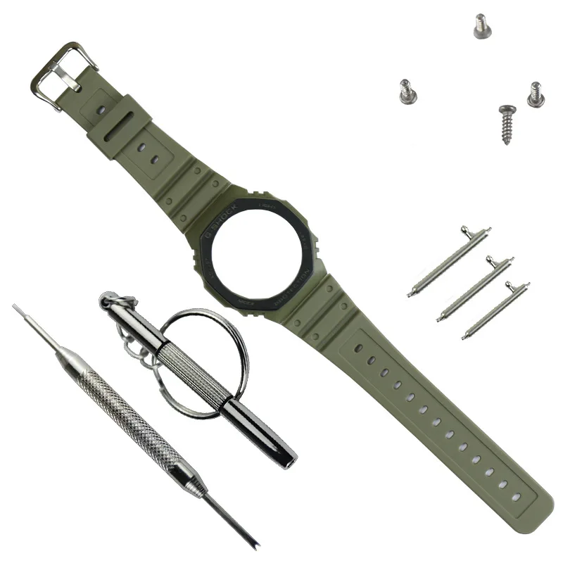 Силиконовый ремешок для часов Casio GA-2100 сменный и чехол G-shock GA-2110 аксессуары сделай