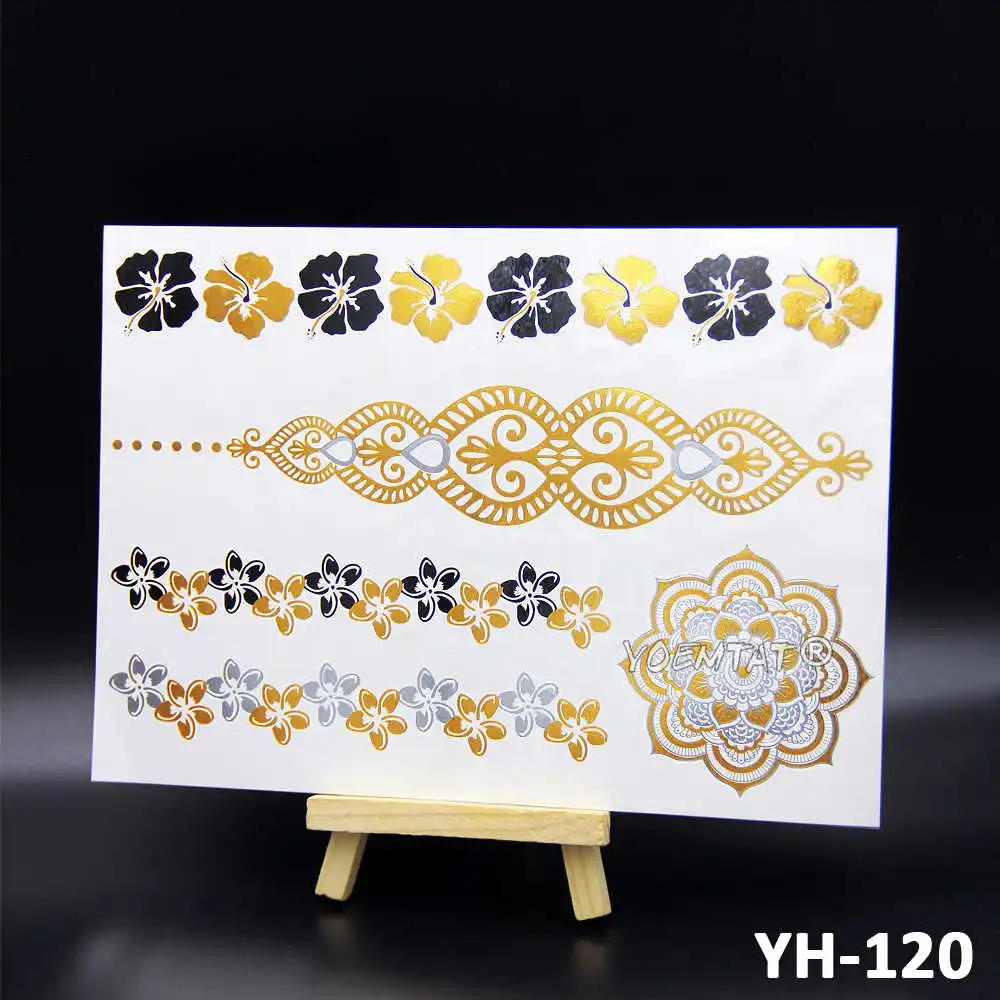 Модные золотые металлические перышки временная татуировка наклейки листья