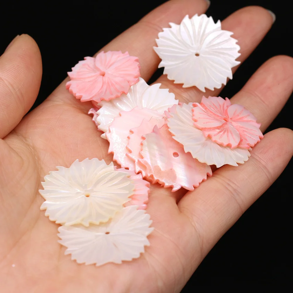 

5PCS 2021New Natural Freshwater Flower Shaped White Pink Shell Pendant 28/33mm Bead Making DIY Necklace Bracelet Anklet Jewelry