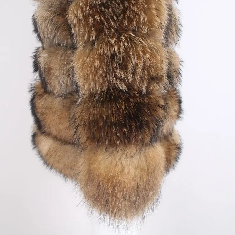 QIUCHEN PJ1911 New arrival high quality real raccoon fur coat with collar. long styles women winter coat keep warm