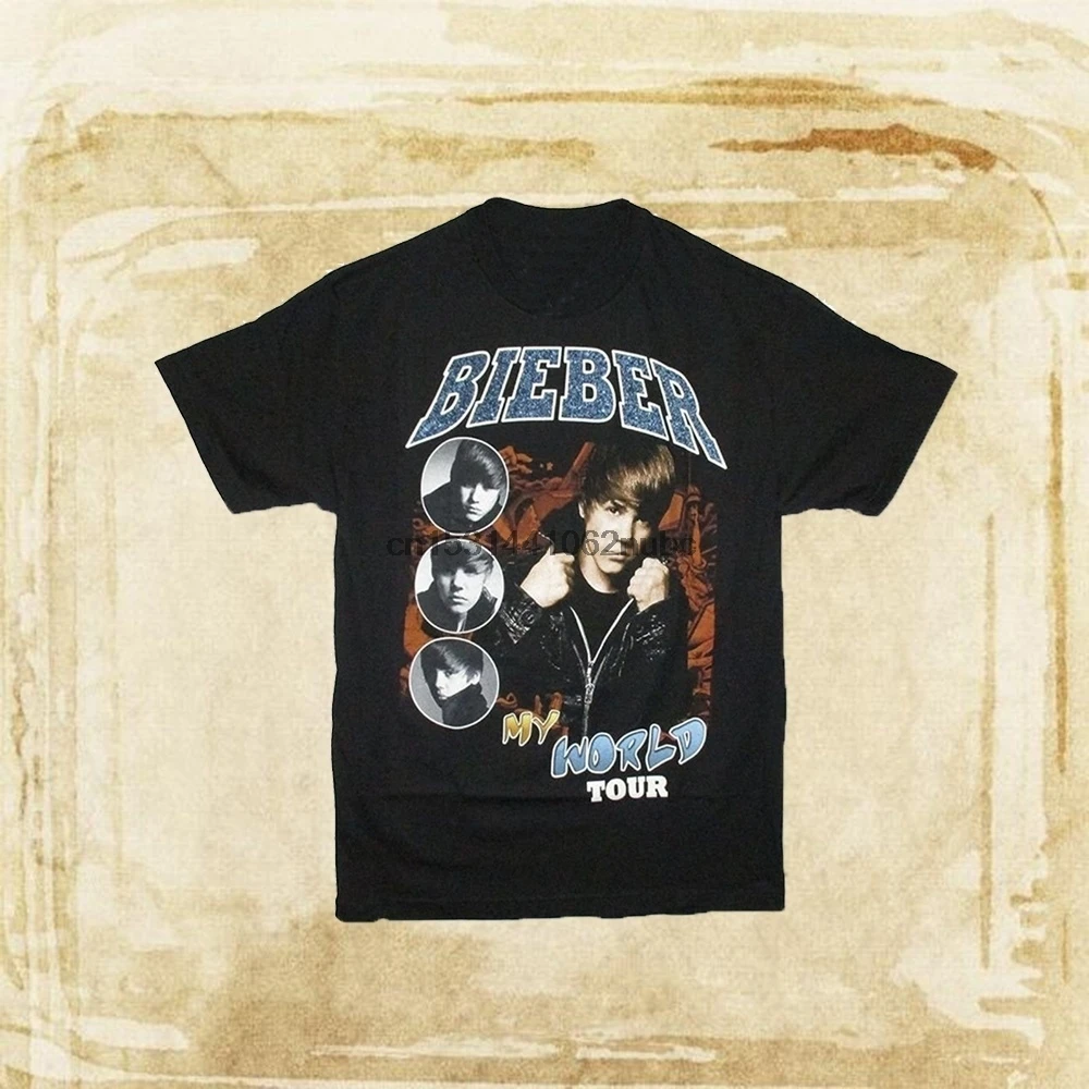 

Justin Bieber Vintage My World Tour Pics Adult T Shirt