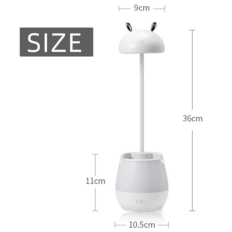 

2 in 1 Adjustable Desk Lamp with Pen Holder & Phone Stand, Warm Night Light ,Modern Table Lamp for Reading (White Bear)