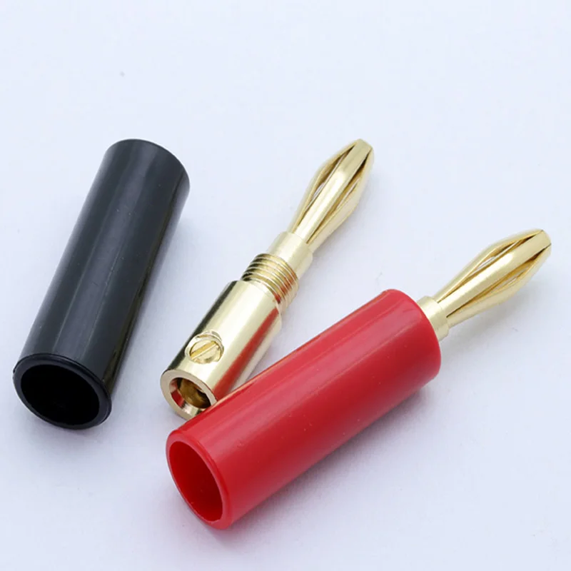 

100pcs/lot Banana Plug Gold Plated Speaker Plug Banana Male Connector Audio Adapter 5Pairs Red+Black Wholesales