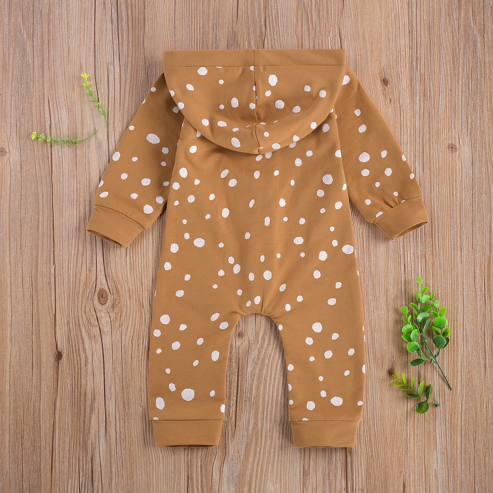 

Pudcoco 2020 Autumn 0-24M Toddler Baby Girl Boy Dots Print Hooded Single Breasted Romper Long Sleeve Button Down Jumpsuit Outfit