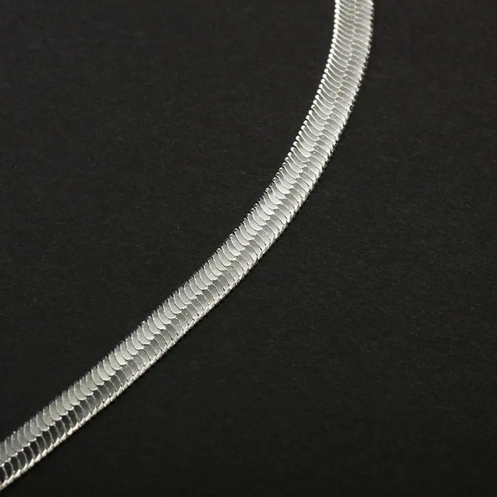 

New High-quality S925 Silver Flat snake bone Necklace Male Charm Jewelry R8B4