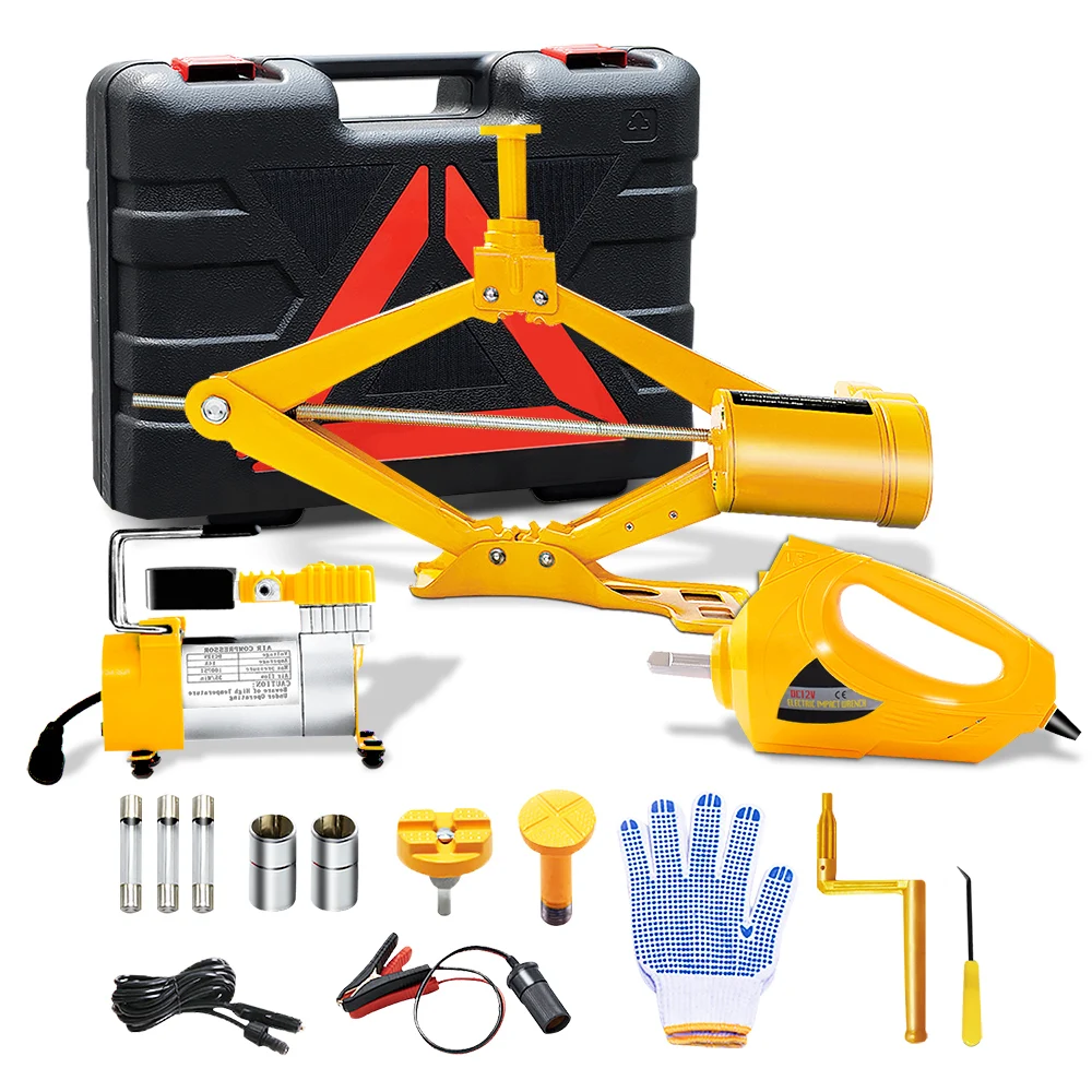 3T Electric Car Jack Lifting Kit 12V 3 in 1 Jacks Set With Impact Wrench And Air Pump Automobile For Lift Tools |