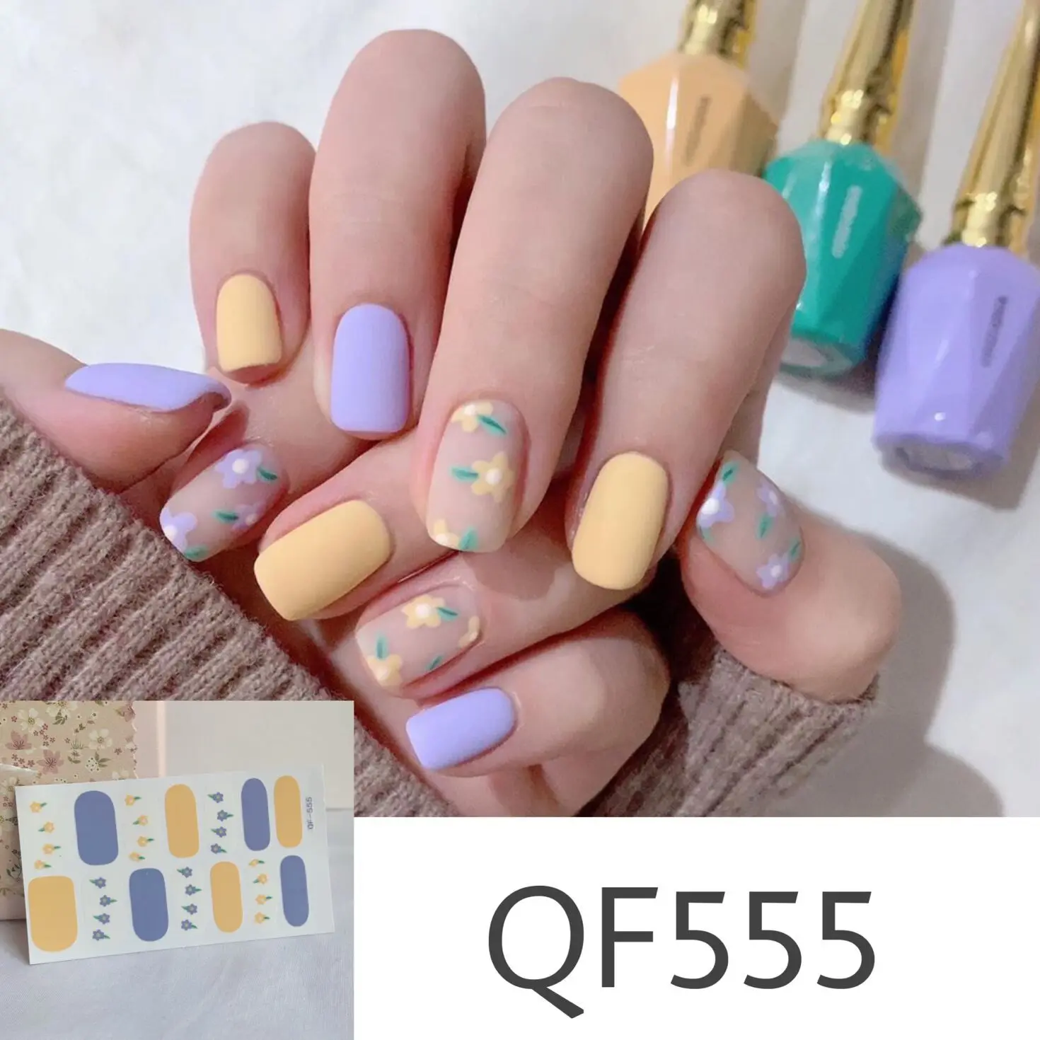 

Lamemoria14 tips Nail Stickers New Product Full Coverage 3D Summer Complete Nail Decals Waterproof Self-adhesive DIY Manicure