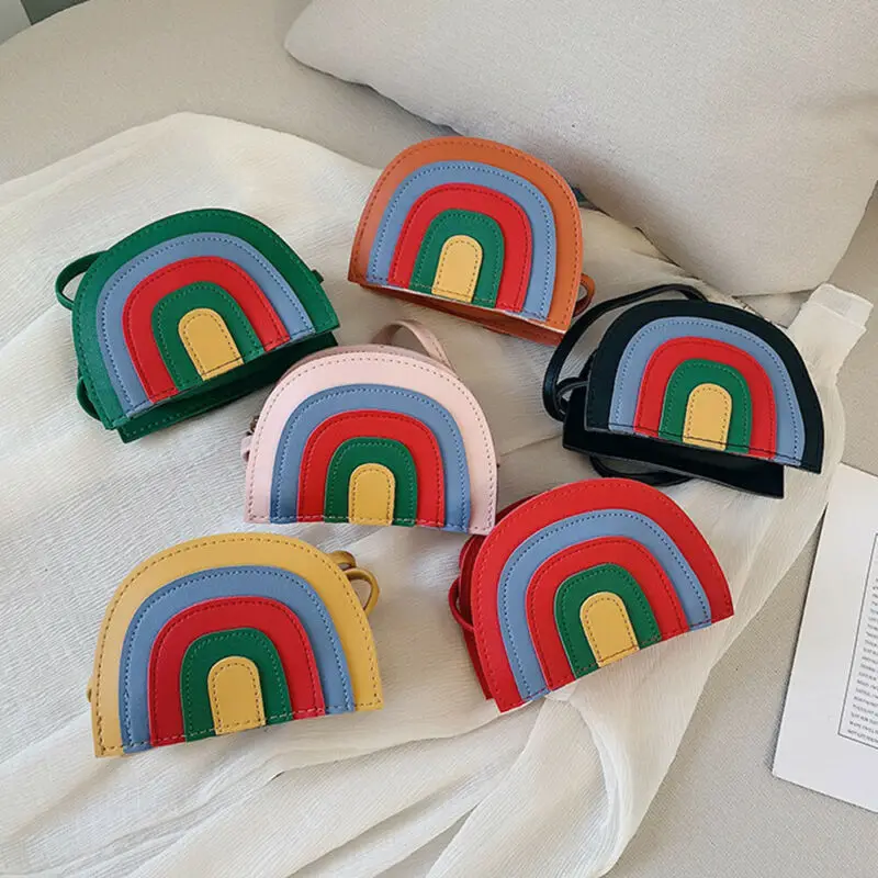 Детские платья для маленьких девочек из PU искусственной кожи цвета радуги на