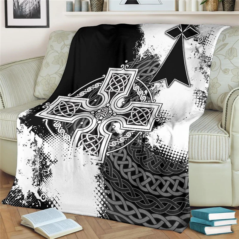 

Brittany Celtic Cross Flannel Blanket Printing Adults Quilts for Home Chair Sofa Decoration Fashion Party Throw Blanket