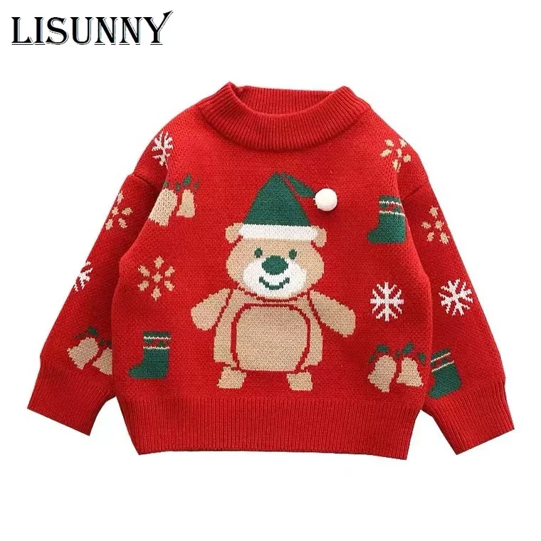 

2021 Autumn Winter Christmas Sweater Kids Toddler Boy Girl Pullover Sweaters Baby Trend Children Knitted Jacket New year clothes