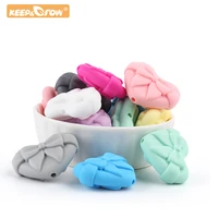 keepgrow baby silicone 10pcs love bow beads food grade silicone teether product non toxic diy teething pacifier chain oral care