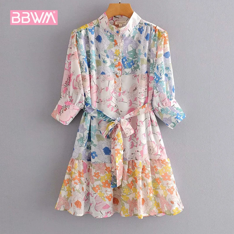 Модное женское платье с вышивкой и галстуком-бабочкой в иностранном стиле