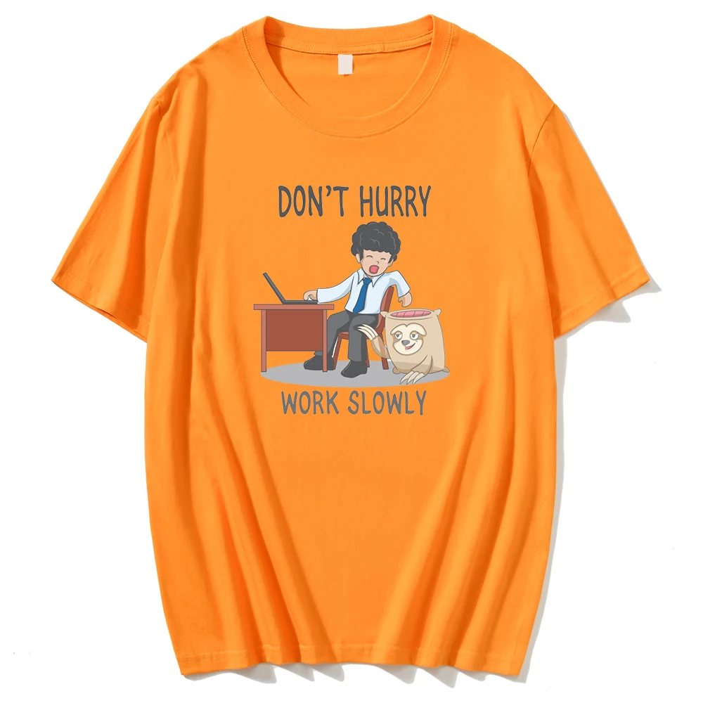 

Футболка мужская с принтом «не спешите работать медленно», хлопковая Модная рубашка в стиле хип-хоп с принтом манги ленивецов и мультяшных ...
