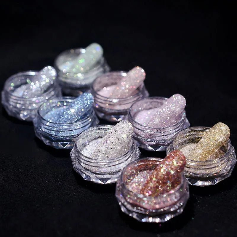 

Nail Crystal Diamond Powder Fine Glitter Fragment Pigment Nails Laser Silver Shiny Glitter Dust Holographic Nail Art Decoration