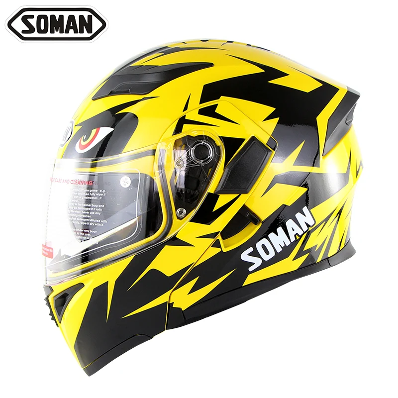 Мотоциклетный шлем SOMAN Casco защитный с двойными линзами на все лицо аксессуары для