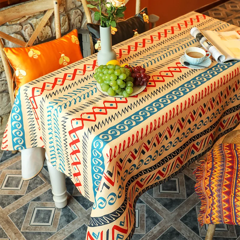 

Bohemian Dinning Table Cover Cloth Polyester Cotton Southeast Asia Style Printed Table Cloth Decoration