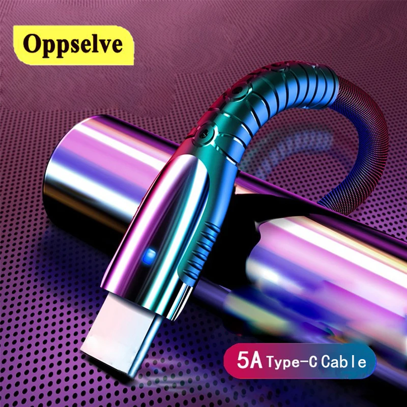 

Oppselve 5A USB Type C Cable For Huawei Mate P30 P20 Pro Lite LED Mobile Phone USBC Fast Charging Charger Cord USB-C Type-C Wire