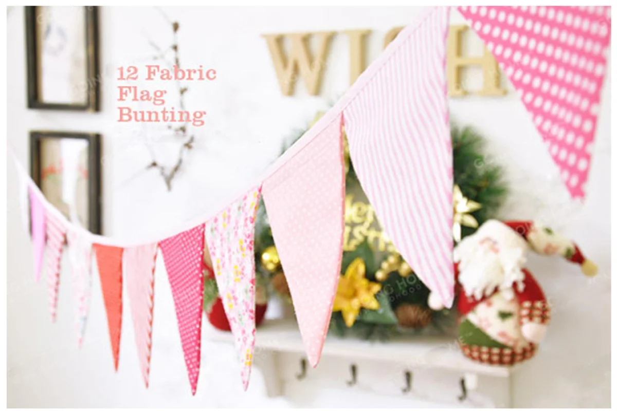 Флажки из хлопчатобумажной ткани 2 7 м 12 флажков тканевая гирлянда для свадьбы дня