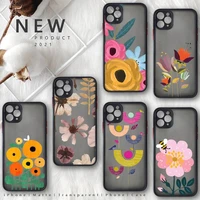 cartoon flower doodle design beautiful phone case for iphone 13 12 11 8 7 plus mini x xs xr pro max matte transparent cover