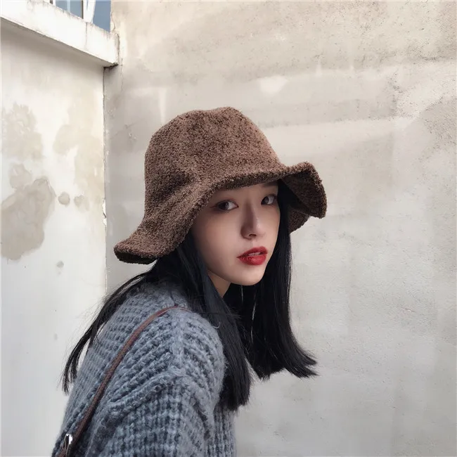 Шляпа Женская шикарная Рыбацкая шляпа Корейская осенне зимняя универсальная для