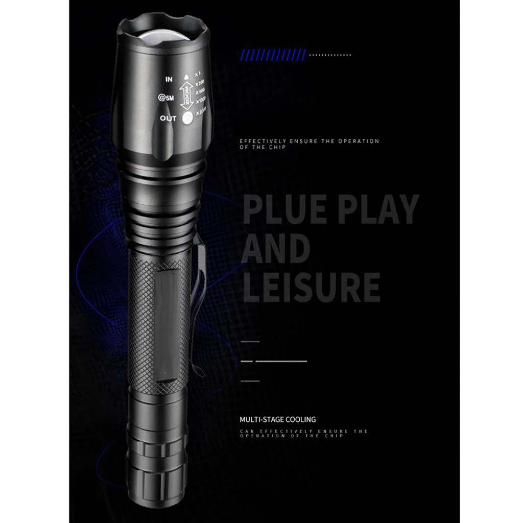 

Ультраяркий фонарик T6, светодиодный тактический перезаряжаемый фонафонарь, ручной фонарик с зажимом