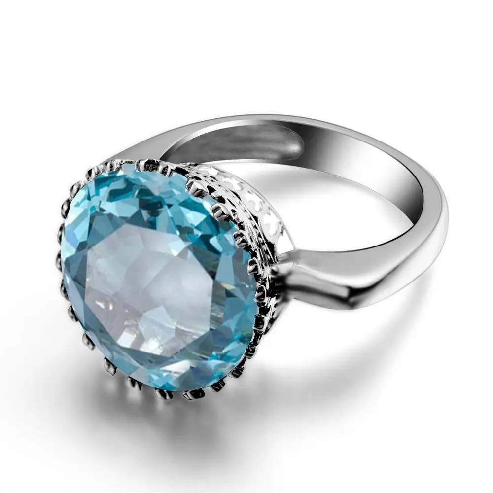 Szjinao серебро 925 ювелирные изделия кольцо Аквамарин Gemstone кольца для женщин