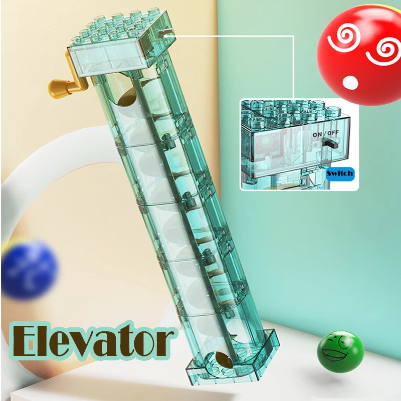 

technic Funnel Slide Elevator Ball Block Big Size Constructor Duplo Technic Building Blocks DIY juguetes Bricks Toys For Boy