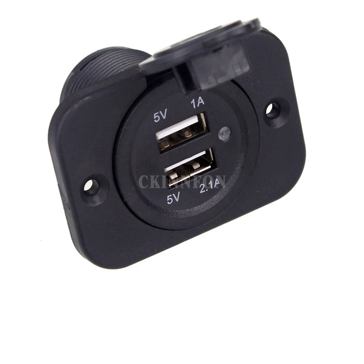 

100Pcs/Lot High Quality 12V Dual USB Car Motorcycle Truck Cigarette Lighter Adapter Mobilephone USB Charger Socket Plug
