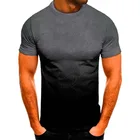 Модная темная градиентная серия футболок для подростков с круглым вырезом летняя тонкая свободная универсальная мужская футболка с коротким рукавом