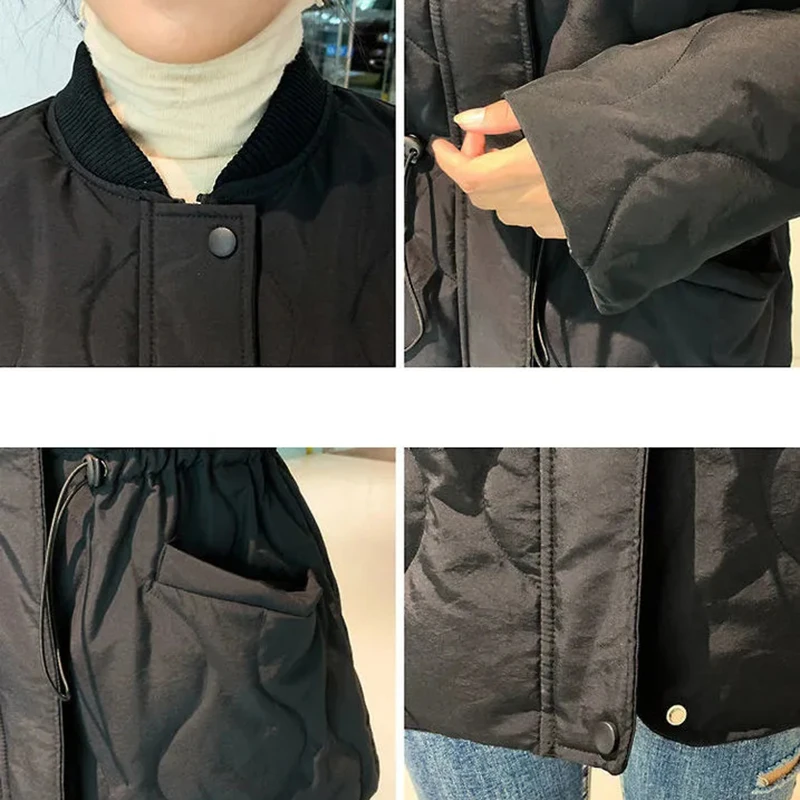 

Stand Collar Loose Waist Drawstring Woman Parkas Fashion Slim Zipper Warm Winter Coats High Quality Long Coats And Jackets Women