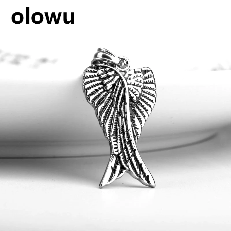 Olowu мужские перьевые ожерелья s подвеска из нержавеющей стали винтажная