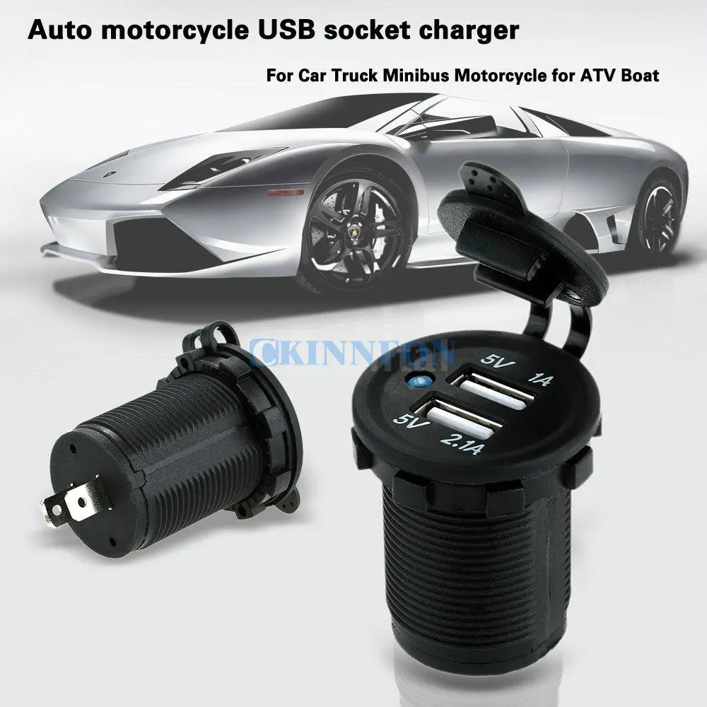 

500Pcs/Lot 5V 3.1A 2.1A 1A Dual USB Charger Socket Adapter Power Outlet for 12V 24V Motorcycle Car