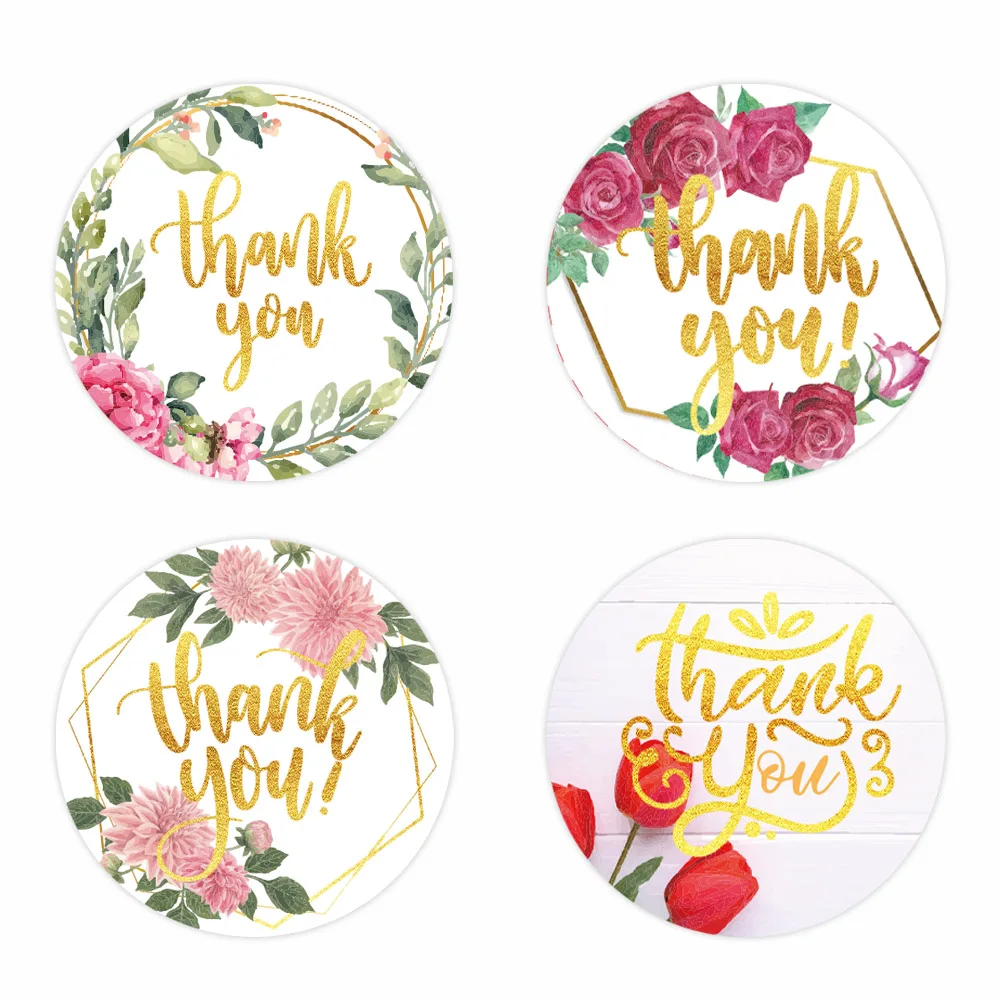 Фото Наклейки с надписью «thank you» 500, этикетки для печати шт., с золотистой фольгой, с 8 цветами, рулон наклеек для ручной работы, канцелярский конверт, подарок №2