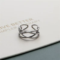 korean fashion simple line knitting ring personality retro cross opening ring personality girl street photo jewelry