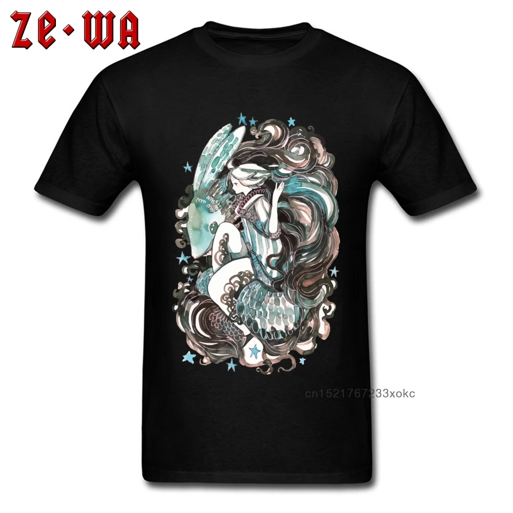 Футболка с изображением рыбы и девушки мужские футболки аниме топы в японском