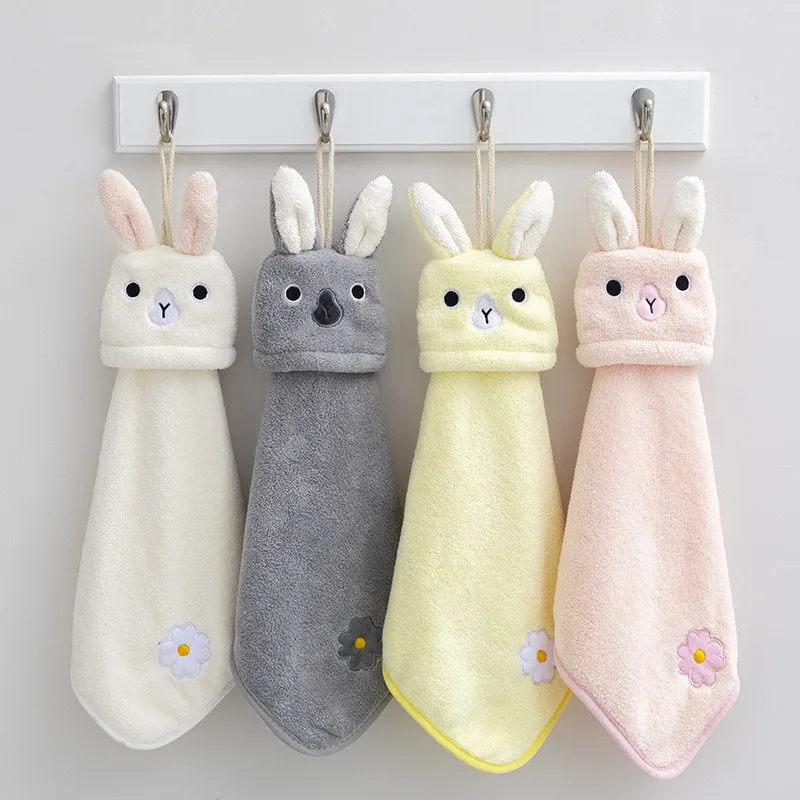 

Hanging Cute Hand Towel Absorbent Quick-drying Cartoon Animal Kitchen Supplies Coral Fleece