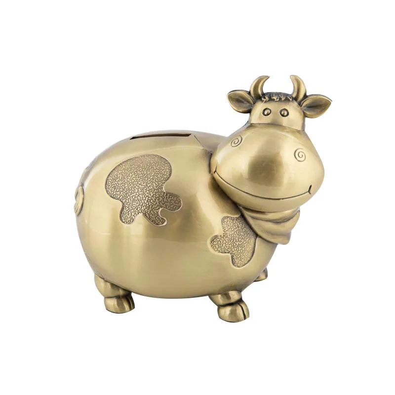 

Metal Zinc Alloy Cow Piggy Bank Coin Storage Money Saving Box Cartoon Animal Model Piggy Bank For Kids Creative Christmas Gifts