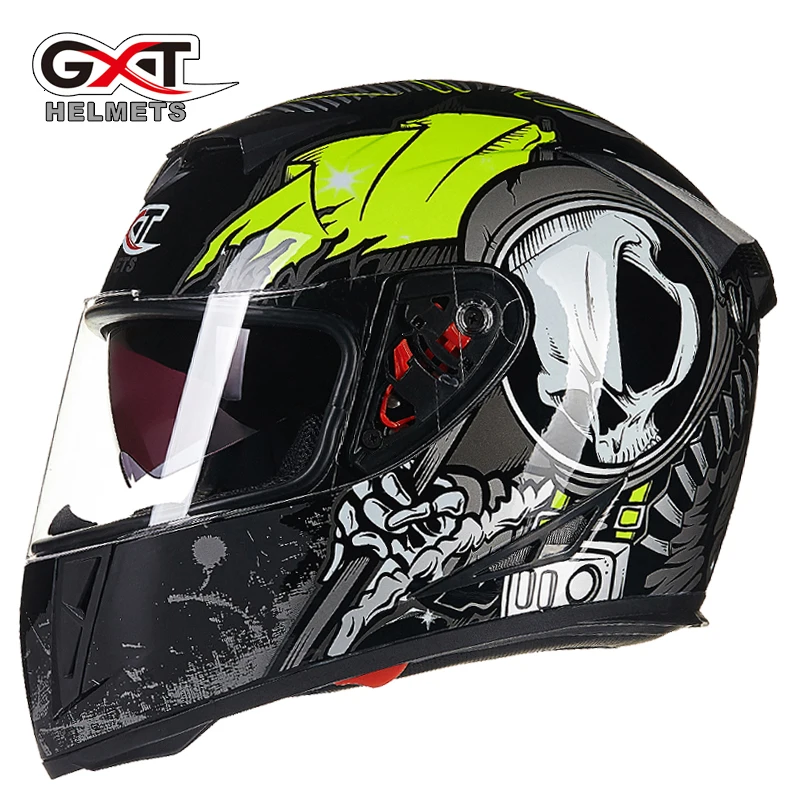 

Новинка 358, оригинальные шлемы на все лицо GXT, зимний теплый мотоциклетный шлем с двойным козырьком, мотоциклетный шлем
