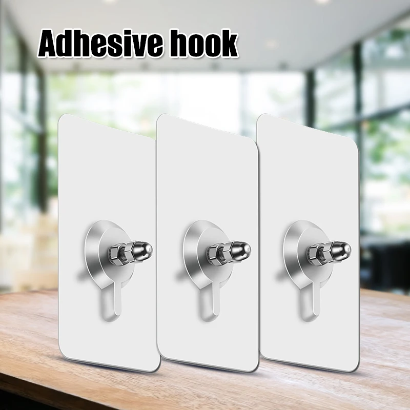 

Adhesive Wall Hooks Punch-free No Nails Heavy Duty Transparet Wall Hangers Hook Hanger for Bathroom Kitchen Office S7