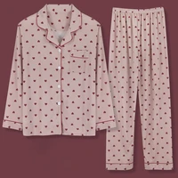 fdfklak womens nightwear knit cotton student sleepwear set new 2022 spring home suit for women long sleeve pajama sets