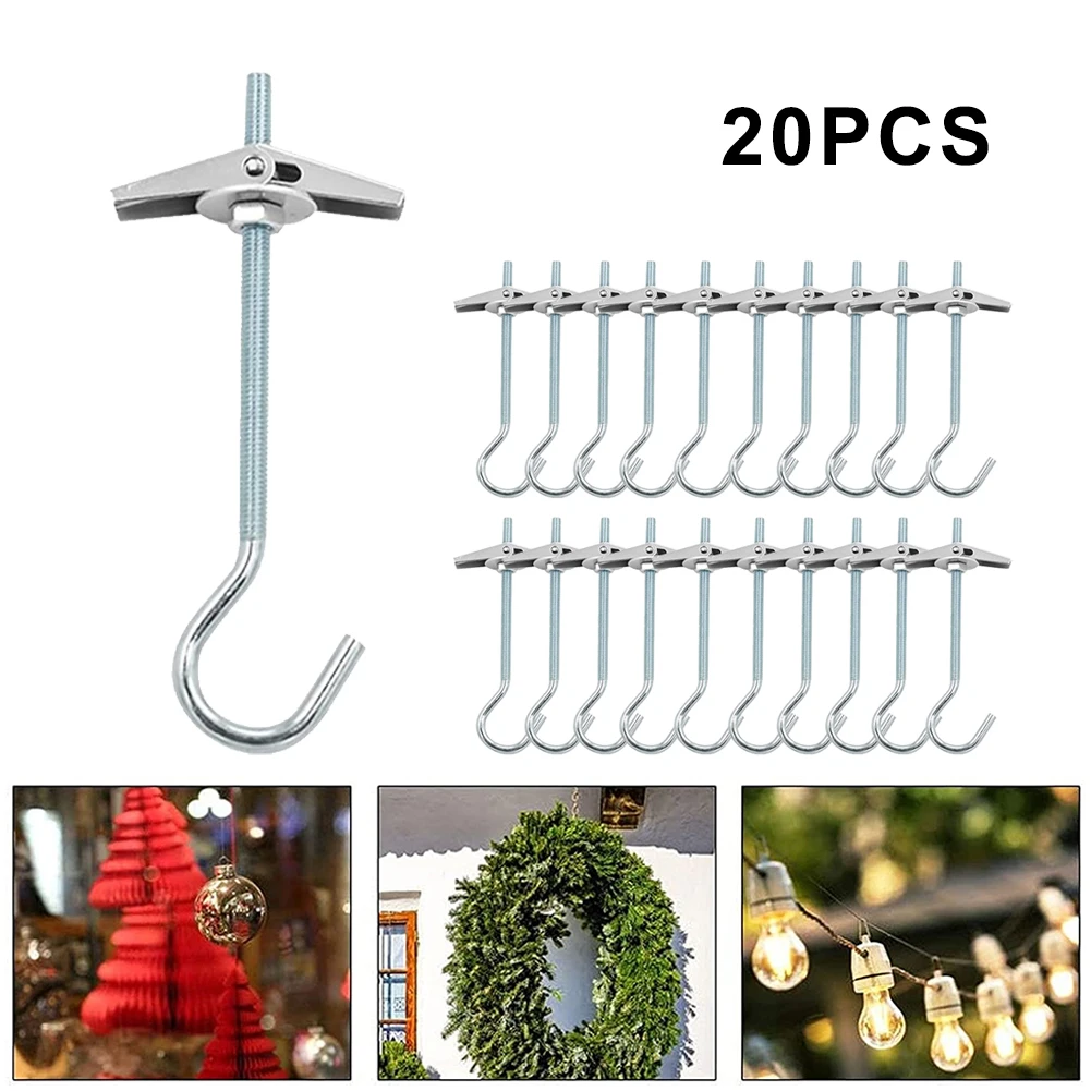 

20Pcs Ceiling Hooks M4 M5 Drywall Bolt Hook Hanger Toggle Wing for Hanging Plants Ceiling Installation Wall Fixing Anchor Hook