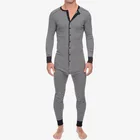 Пижама мужская приталенная в полоску, удобный комбинезон, пикантная пижама с длинным рукавом и круглым вырезом для дома