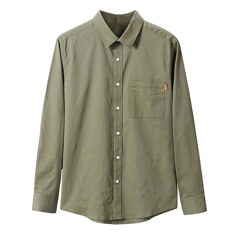 Army green Enjeolon Мужская рубашка Модные мужские Индивидуальные топы Рубашки повседневные тонкие рубашки с длинными рукавами мужские однотонные рубашки Топ Блузка CX2277-1 - Цвет: Army green