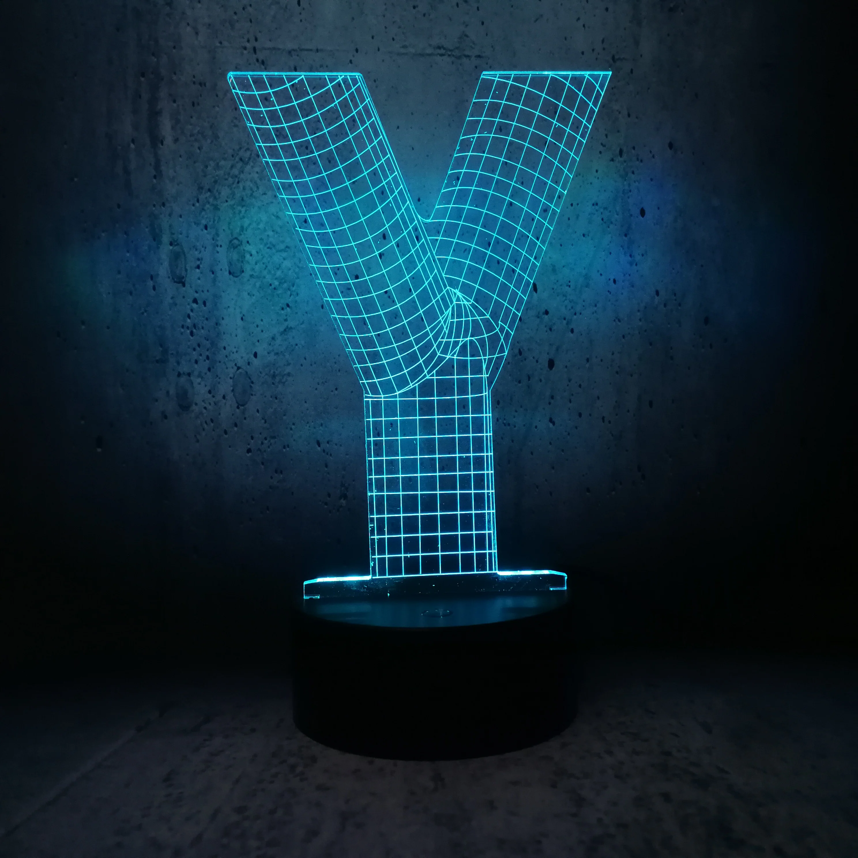 Креативный дизайн современной 3D лампа Буквы Алфавита Y RGB разноцветный фонарик