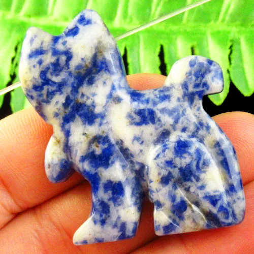 

Carved Lovely Sodalite Cat Pendant Bead 42x35x7mm