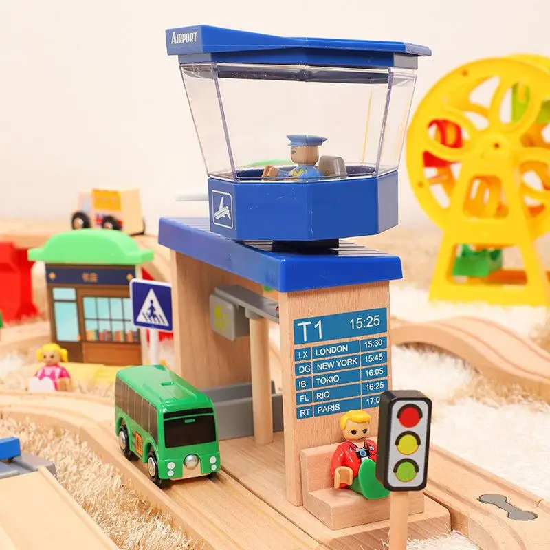 Деревянная железная дорога Железнодорожный Детский комплект гараж для Voiture